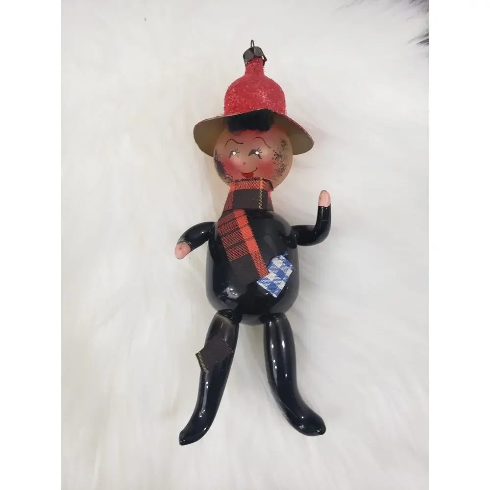 VTG Soffieria De Di Carlini‎ Blown Glass Christmas Ornament Scarecrow Patchwork